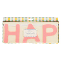 Packaged Happy Easter felt banner showing pink felt letters in box