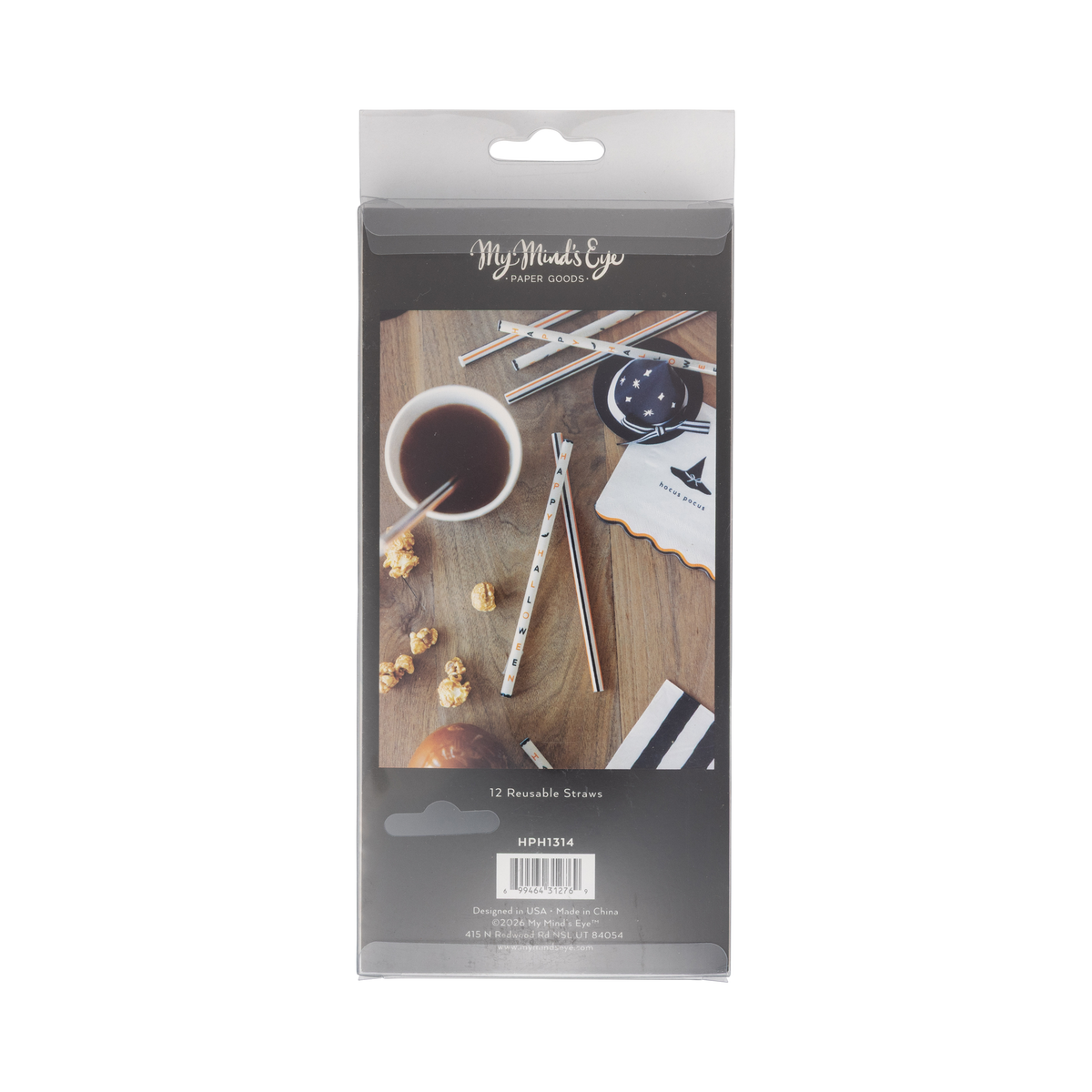 Packaging of My Mind's Eye product with a wooden surface and coffee cup illustration.