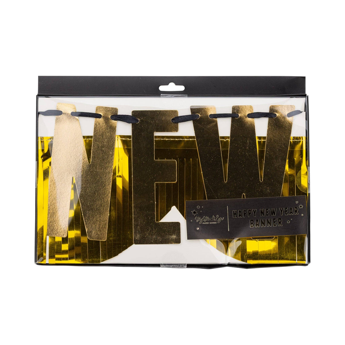 Packaged Happy New Year banner set with gold letters