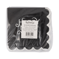 Black Happy New Year cocktail napkins shown in back packaging