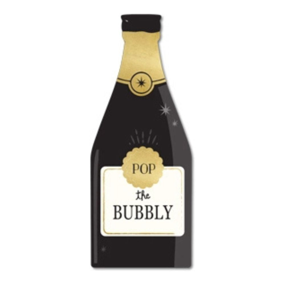 Bubbly-shaped New Year paper dinner napkin with gold foil details