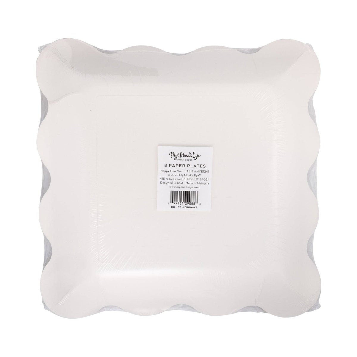 Back of packaged Happy New Year embossed plate