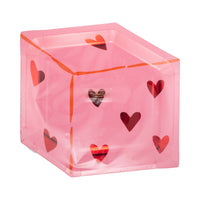 Packaged heart dice plate set with visible red foil hearts.