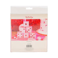 Back view of heart dice treat box packaging showing product details