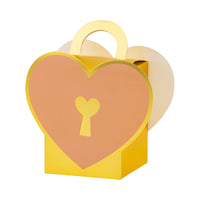 Single heart lock treat box assembled with gold foil and pink heart design