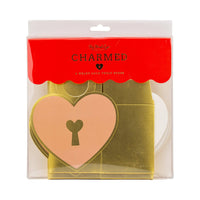 Heart lock treat boxes packaging with gold and pink heart-shaped favor boxes