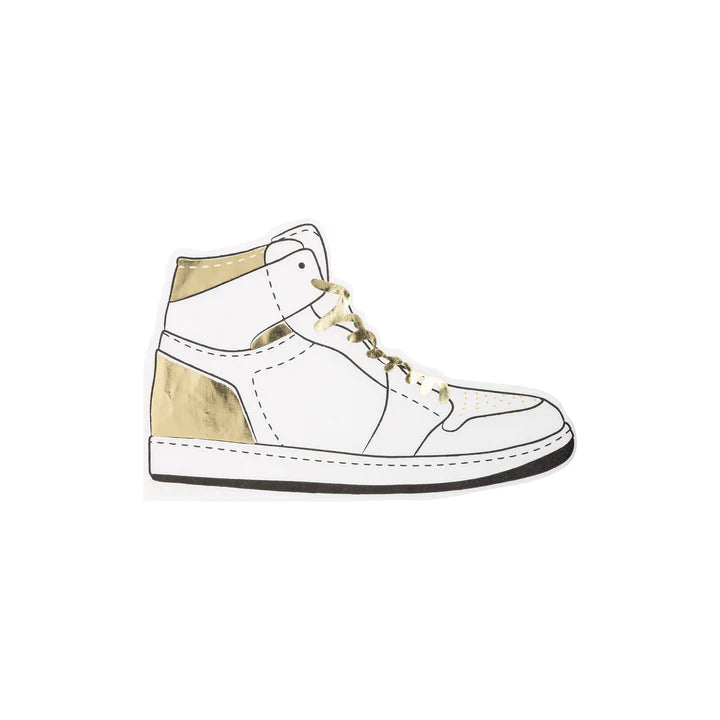 Hightop sneaker napkin cutout—trend-forward basketball party supplies.”