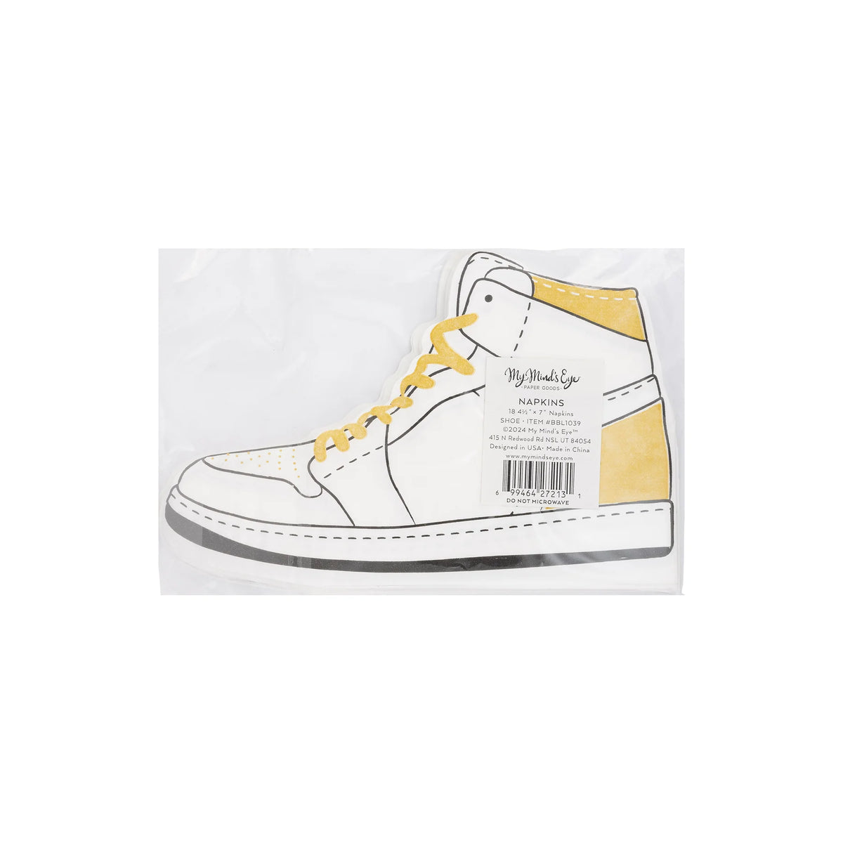 Pack of hightop sneaker paper napkins—fun basketball party supplies.