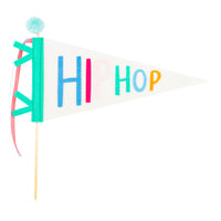 Colorful HIP HOP felt Easter pennant on wooden dowel with ribbon and pom pom
