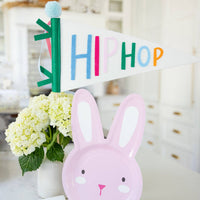 HIP HOP felt pennant displayed in Easter table setup with bunny decor
