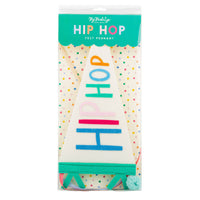 Packaged Hip Hop felt pennant showing colorful lettering and felt details
