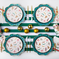 Holiday Henry Bear napkins styled on a Christmas table setting