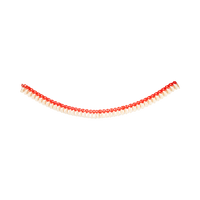 Single red honeycomb bell garland on a white background.