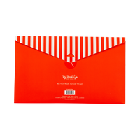 Back of the honeycomb garland set packaging with a red striped envelope design.