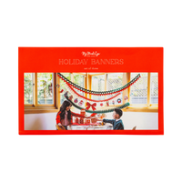 Packaging for the honeycomb garland set showing the garlands styled in a room.