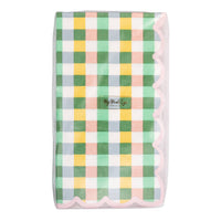 Packaged pastel gingham scalloped napkins front view