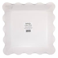 Back view of Hopscotch gingham paper plate packaging with product label