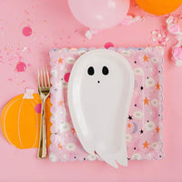 Orange pumpkin-shaped halloween paper cocktail napkins