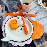 Orange pumpkin-shaped halloween paper cocktail napkins