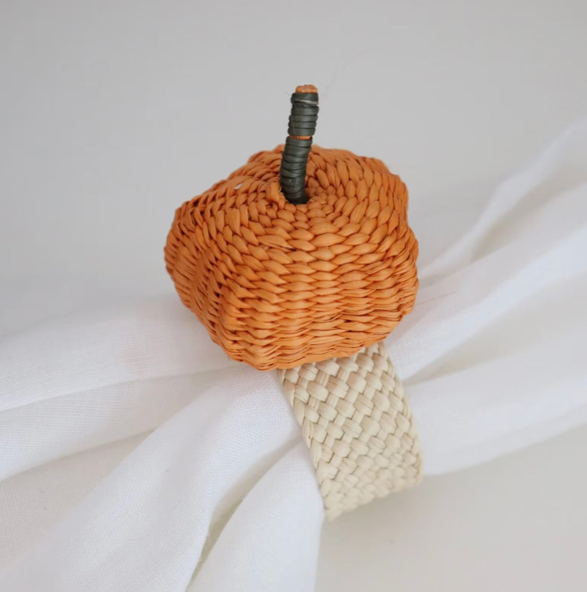 Orange pumpkin Thanksgiving napkin ring.
