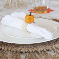Orange pumpkin Thanksgiving napkin ring.