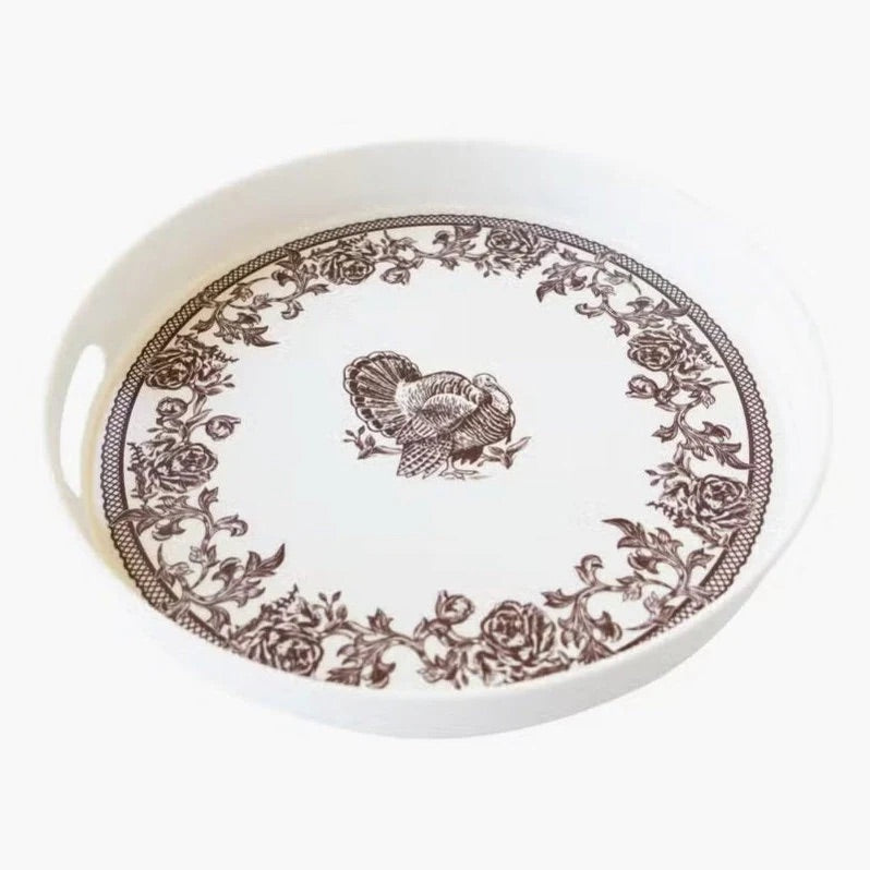 Brown and white turkey Thanksgiving Bamboo Tray