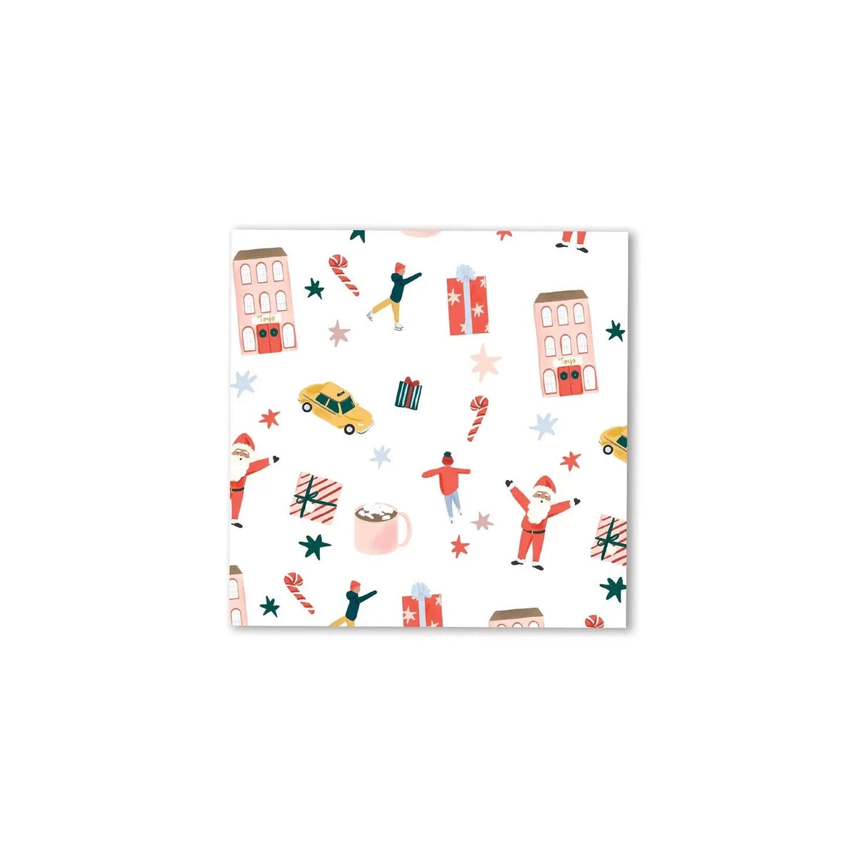 City sidewalks Christmas paper cocktail napkins.