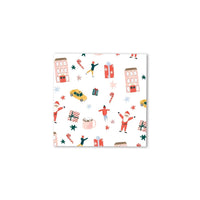 City sidewalks Christmas paper cocktail napkins.