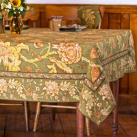 Transform your Thanksgiving table with our Sage Green Foliage Tablecloth. Perfect for both intimate and larger gatherings, available in 60" x 90" for six seats or 60" x 108" for eight. This 100% cotton Thanksgiving tablecloth beautifully complements your fall table decor with its rustic floral patterns, adding a classic autumn vibes to any meal.