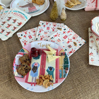City sidewalks Christmas paper cocktail napkins.