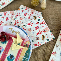 City sidewalks Christmas paper cocktail napkins.