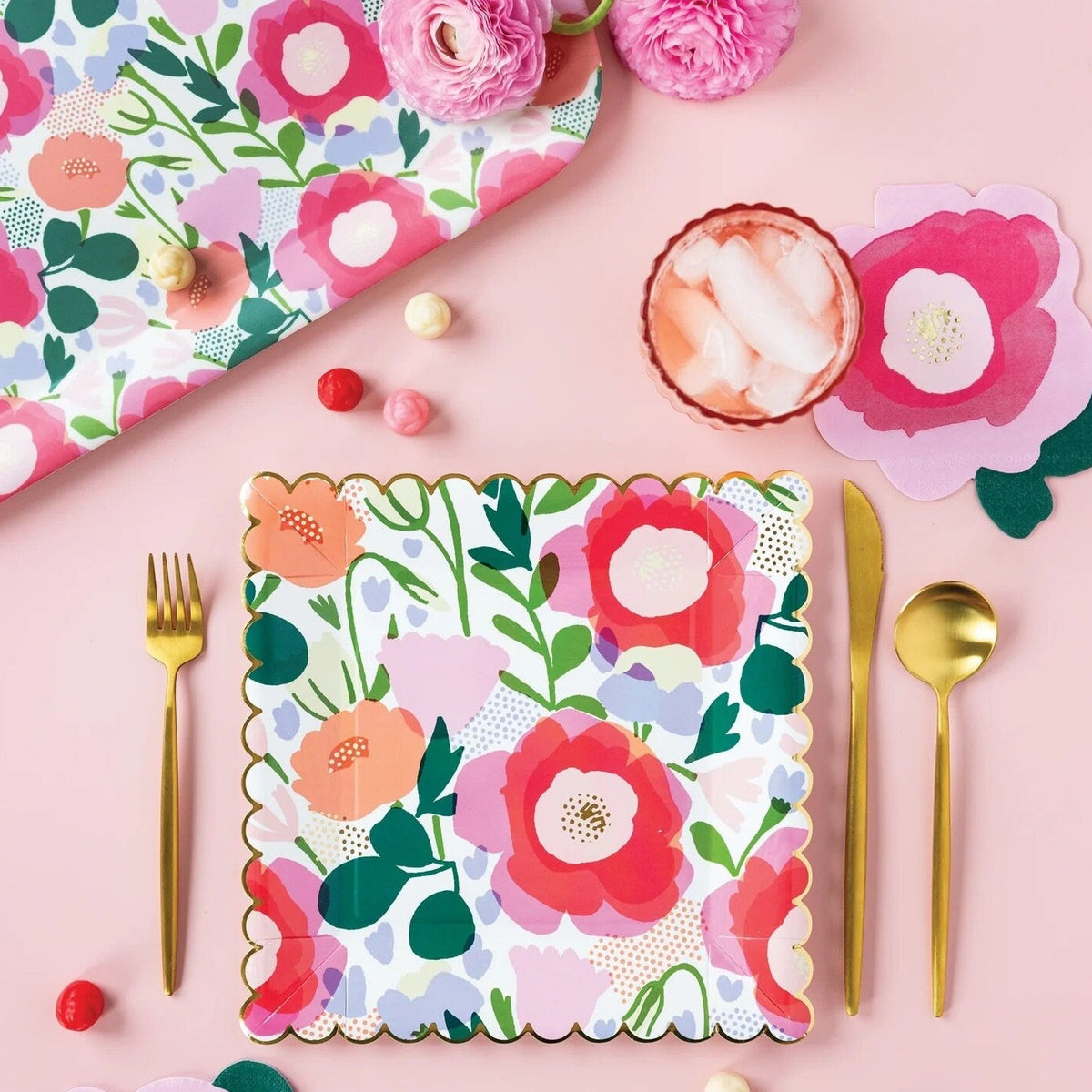 Floral Napkins | Flower Paper Napkins (Set of 18) - Easter Napkins - Pink Floral Paper Napkins - Floral Theme Party - Tea Party