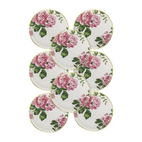 Pink Floral Party Plates - Set of 8 - Garden Flowers Bridal Shower Baby Shower Paper Plates - Cake Reception Luncheon Dinner - Easter