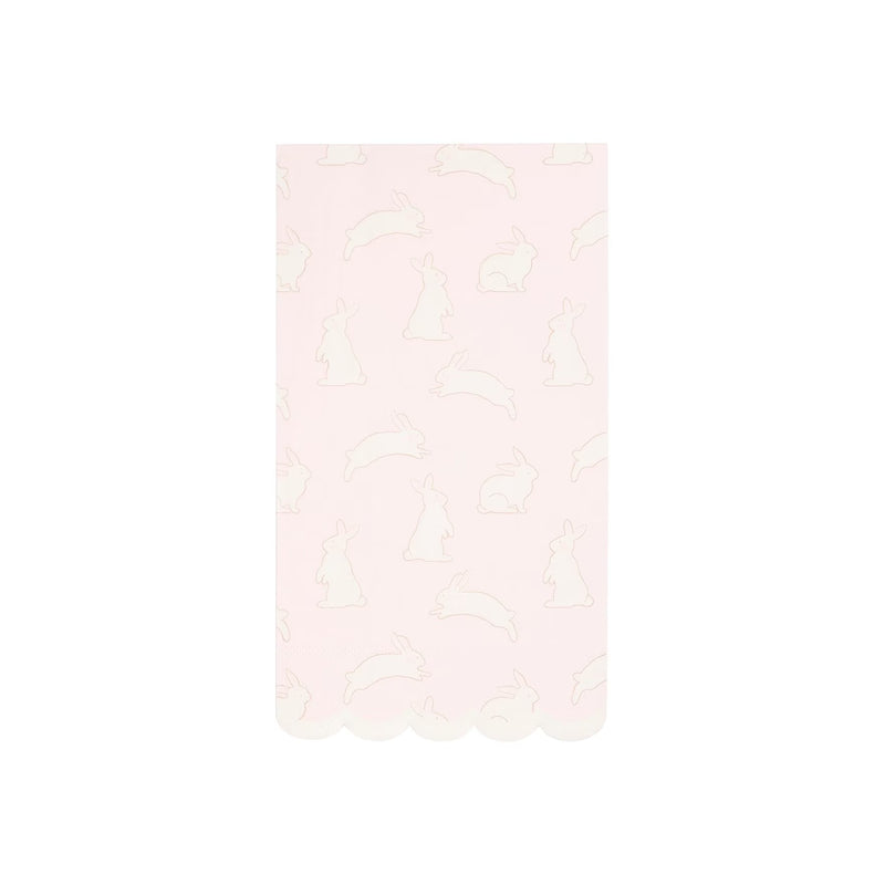 Pastel Bunny Napkins | Paper Easter Dinner Napkins (Set of 24) - Scalloped Easter Napkins, Easter Hand Towels for Bathroom, Easter Brunch