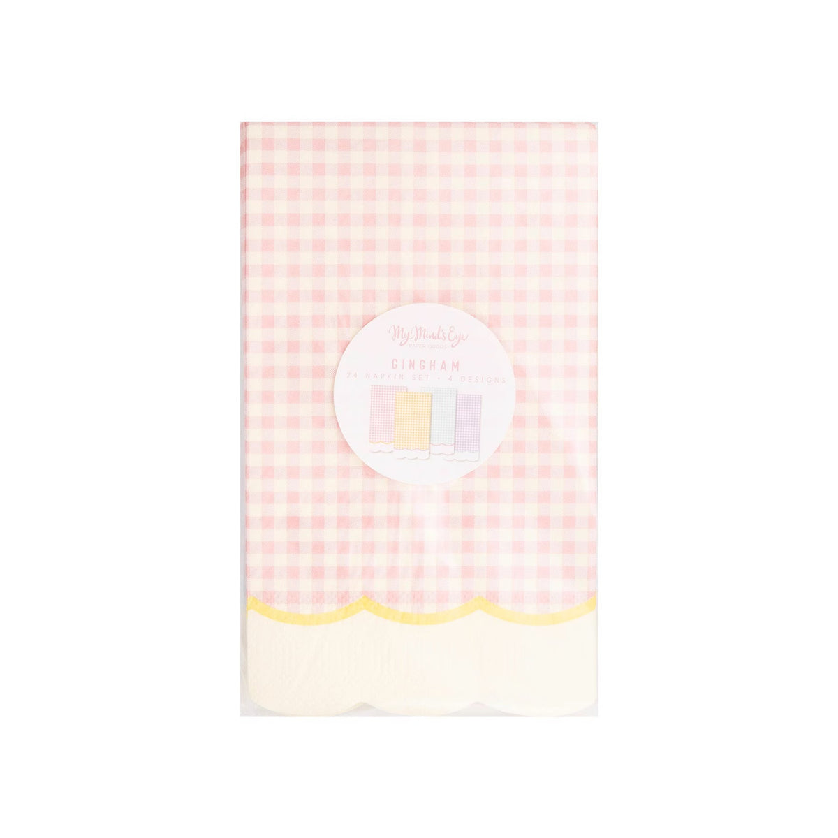 Pastel gingham paper dinner napkins perfect for Easter, baby shower or a first birthday party.