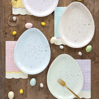 Pastel gingham paper dinner napkins perfect for Easter, baby shower or a first birthday party.