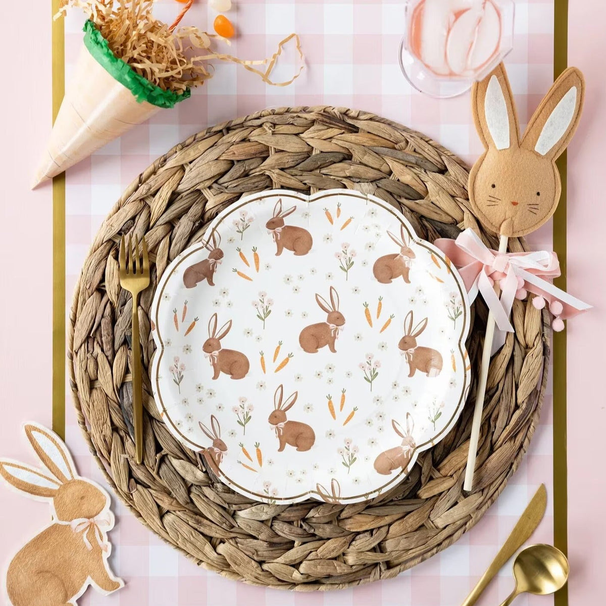 Easter Bunny Paper Plates | Easter Plates (Set of 8) - Scalloped Paper Plates - First Birthday Plates - Easter Brunch Plates - Easter Table