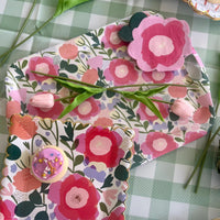 Bamboo tray with spring flower design in pinks and green - perfect to use as an Easter serving tray or platter