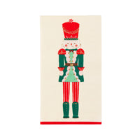 Isolated view of a single nutcracker guest towel napkin showing the full Nutcracker Prince illustration.