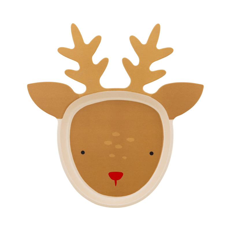 Isolated image of the Reindeer Head Bamboo Tray showing the detailed face and antler design.