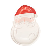 Isolated view of the Santa head paper plate, included in the Christmas Party Kit.