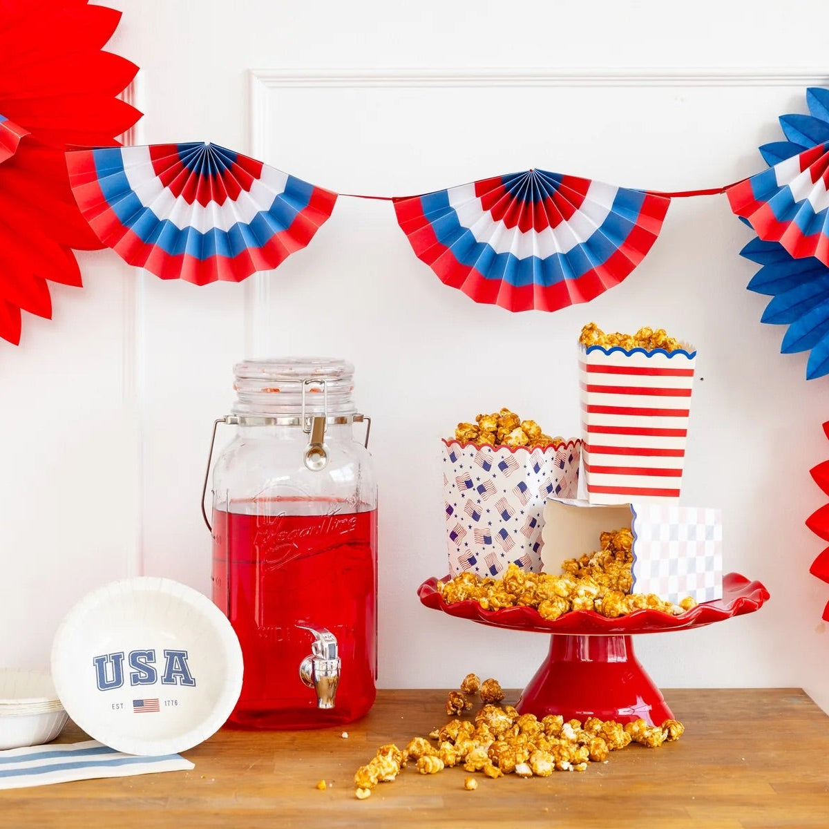 Hamptons USA Paper Bowls, 8ct | July Fourth Bowls, 4th of July Serving Bowls, Red White and Blue bowls, Independence Day Party, Memorial Day
