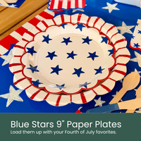 Blue Stars Paper Plates - Moment & Co's Fourth of July Holiday Subscription Box