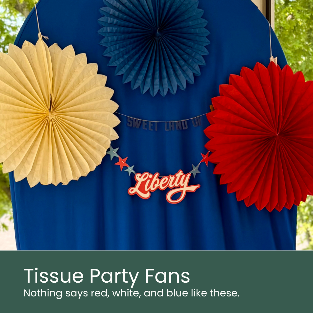 Red White and Blue Tissue Party Fans - Moment & Co's Fourth of July Holiday Subscription Box