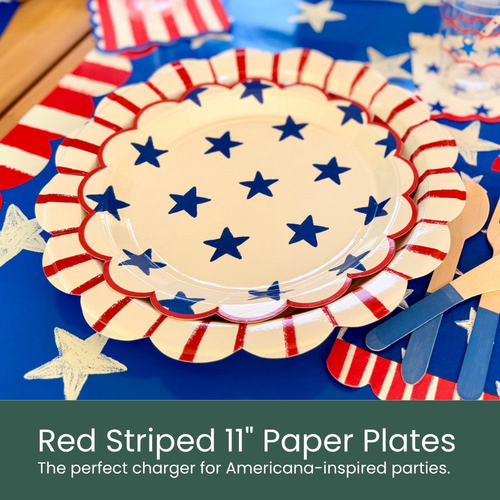 Red Striped Paper Plates - Moment & Co's Fourth of July Holiday Subscription Box