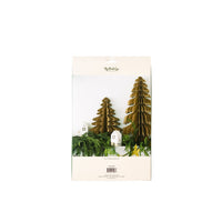 Kraft paper Christmas trees on a retail packaging card