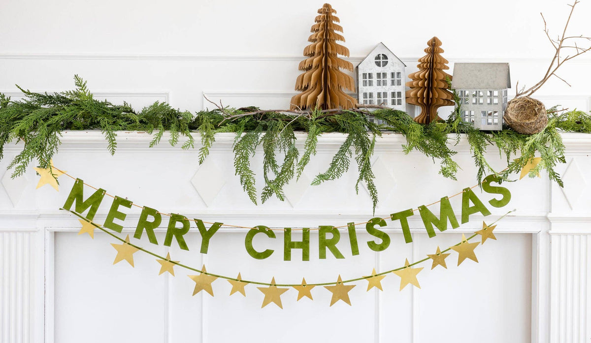 Large brown kraft paper accordion Christmas tree standing open