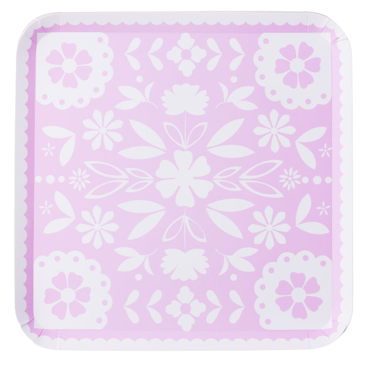 lavender fiesta party plate with delicate floral folk pattern
