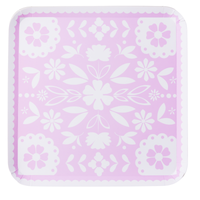 lavender fiesta party plate with delicate floral folk pattern
