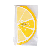 Back view of packaged lemon slice napkins with product label